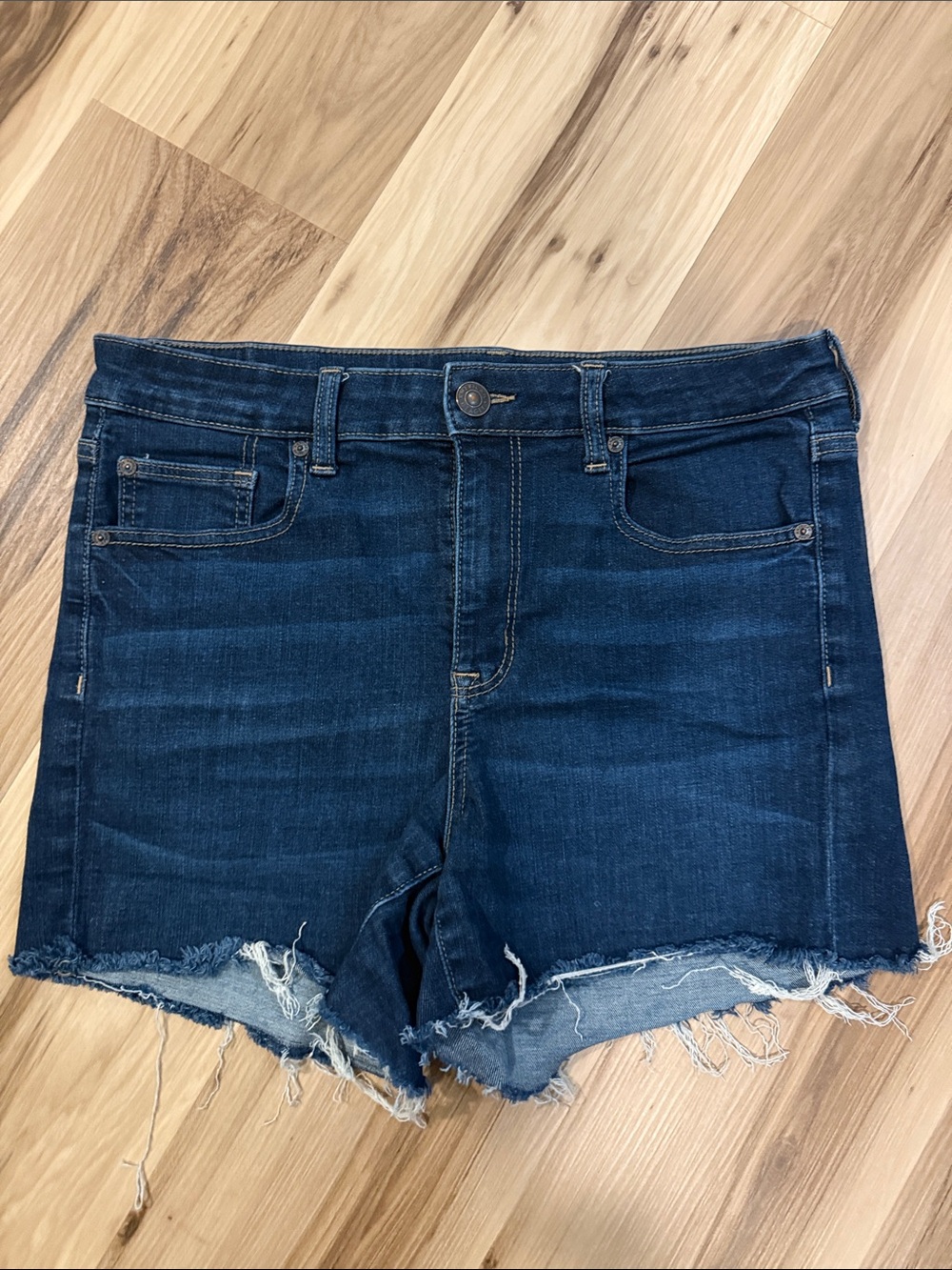 American Eagle Outfitters high rise shortie  Dark Indigo Denim Cutoff Shorts